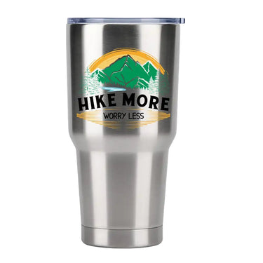 Hike More Worry Less 30oz Tumbler Silver